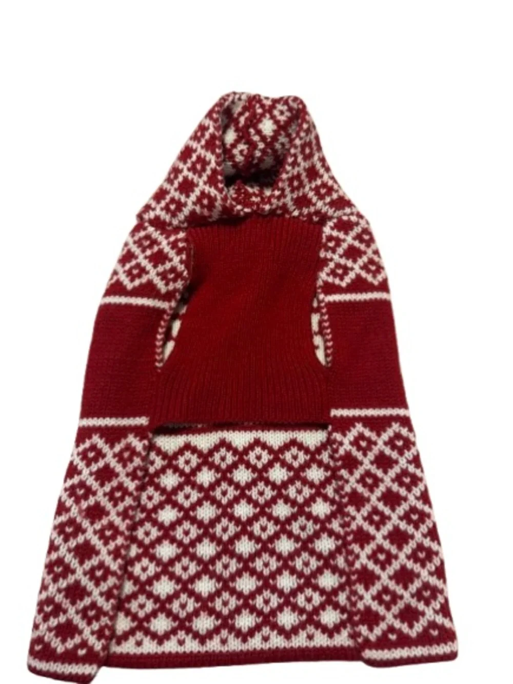 Red and Cream Fair Isle Reindeer Knit Pet Sweater
